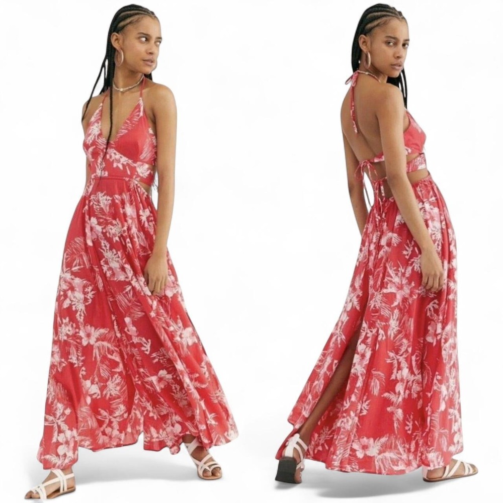 Free people Lillie dress - medium Bech Resort backless flowy Tropical dress